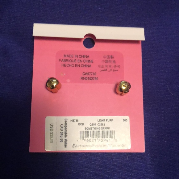 New Kate Spade Cubic Zirconia Purple Stud Earrings with Rhinestones - Picture 4 of 7
